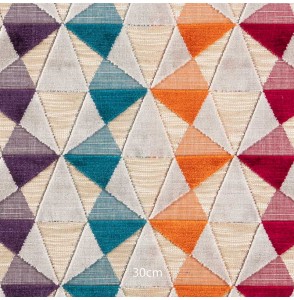 Tissu velours triangles multicolore