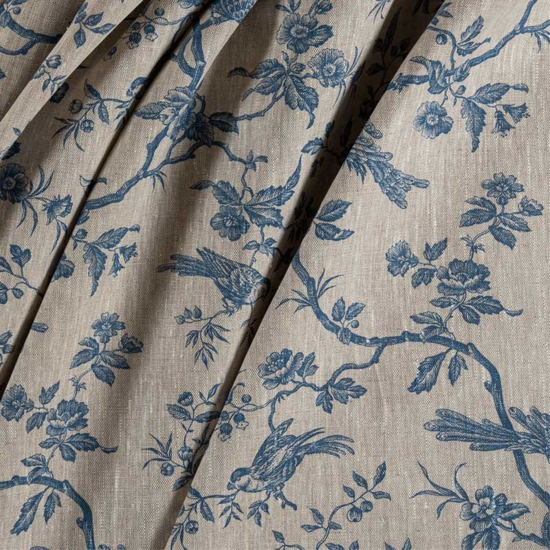 Tissu-lin-naturel-mésange-bleue