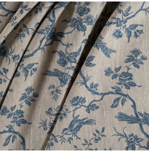 Tissu-lin-naturel-mésange-bleue