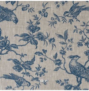 Tissu lin naturel mésange bleue