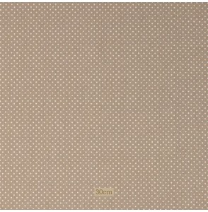 Tissu coton taupe Pois blancs