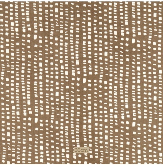 Tissu coton taupe crème