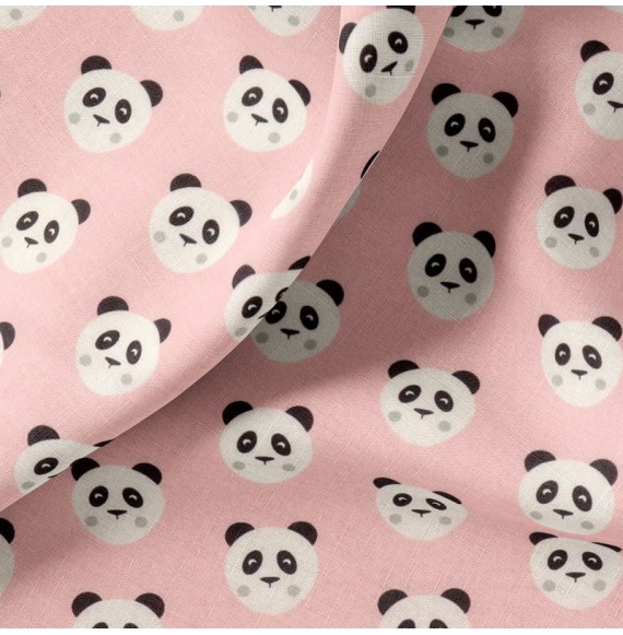 Tissu-coton-rose-Panda