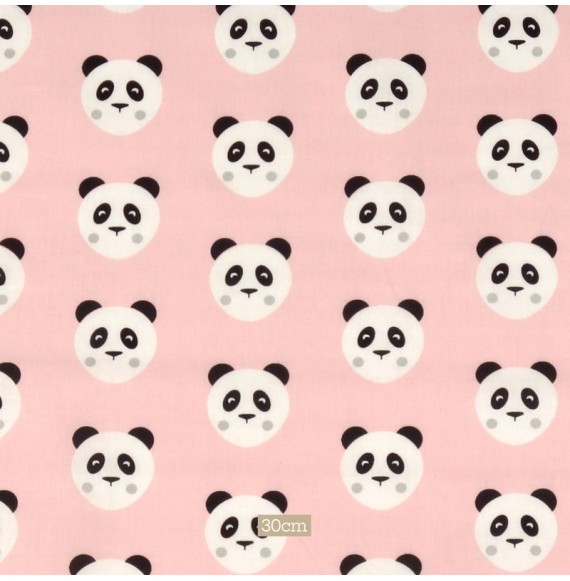 Tissu coton rose Panda