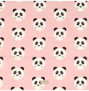 Tissu coton rose Panda