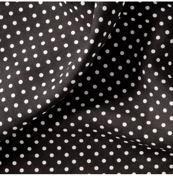 Tissu-coton-noir-Pois-blancs