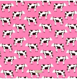 Tissu coton rose Vache