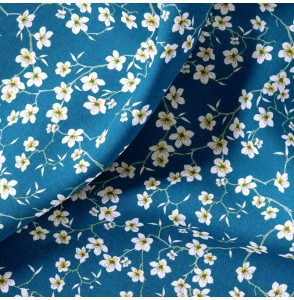 Tissu-coton-bleu-Amandier-fleuri