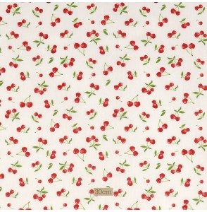 Tissu coton blanc Cerise