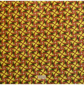 Tissu coton jaune ethnique rouge