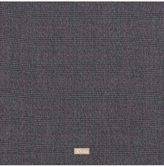 Tissu carreaux tweed léger gris rose stretch