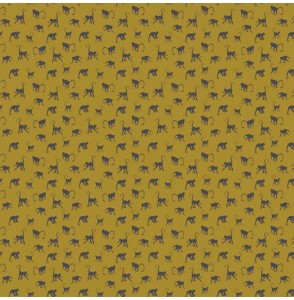 Tissu-satin-polyester-ocre-singe-anthracite