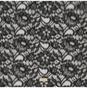 Tissu dentelle viscose noir fleuri