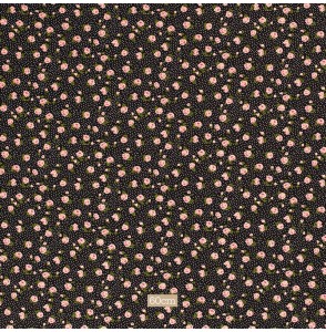 Tissu viscose petites roses fond noir