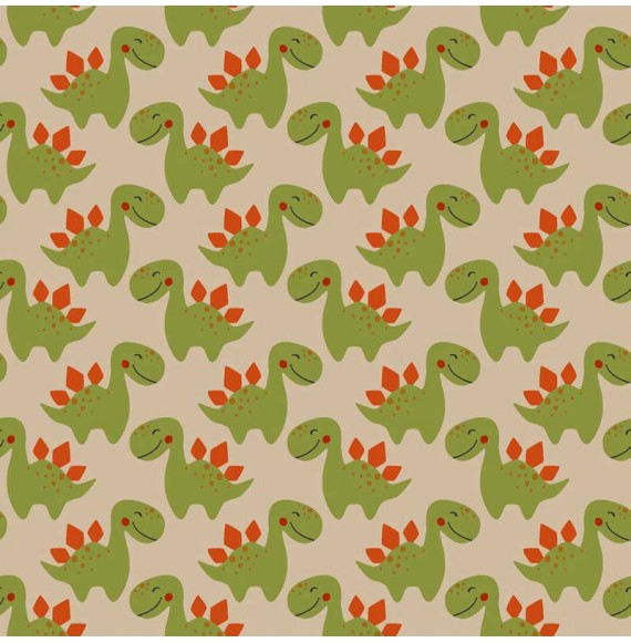 Tissu-jersey-coton-beige-dinosaure