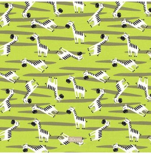 Tissu jersey coton vert zebre