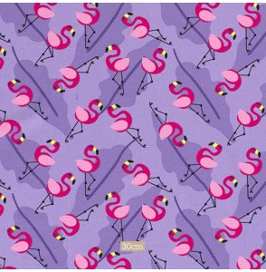 Tissu jersey coton mauve flamant rose