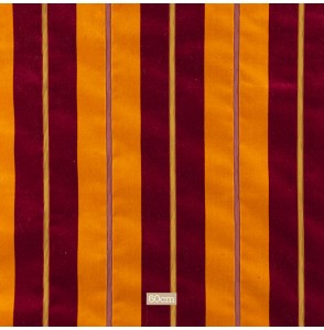 Tissu velours ligné bordeaux orange