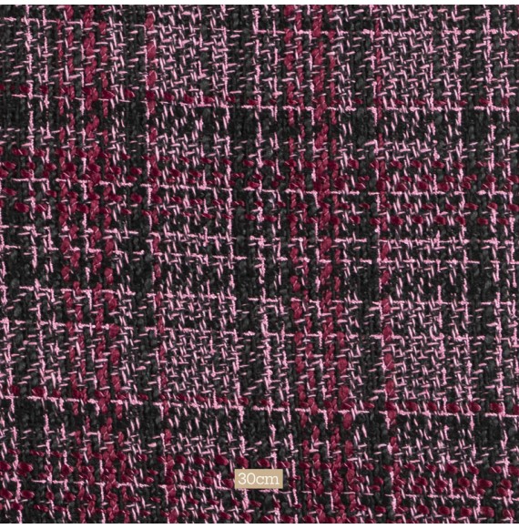 Tissu tweed noir bordeaux