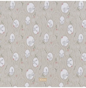 Tissu coton taupe clair lapin