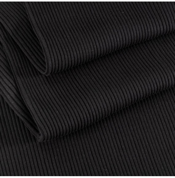 Tissu-bord-côte-tubulaire-épais-noir