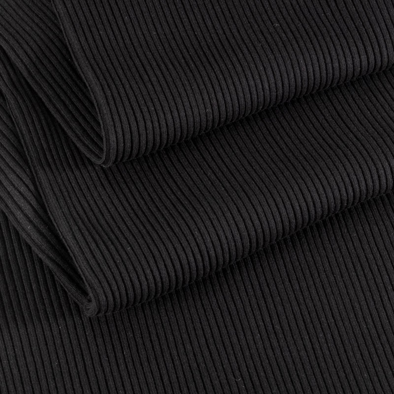 Tissu-bord-côte-tubulaire-épais-noir