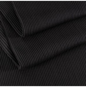 Tissu-bord-côte-tubulaire-épais-noir