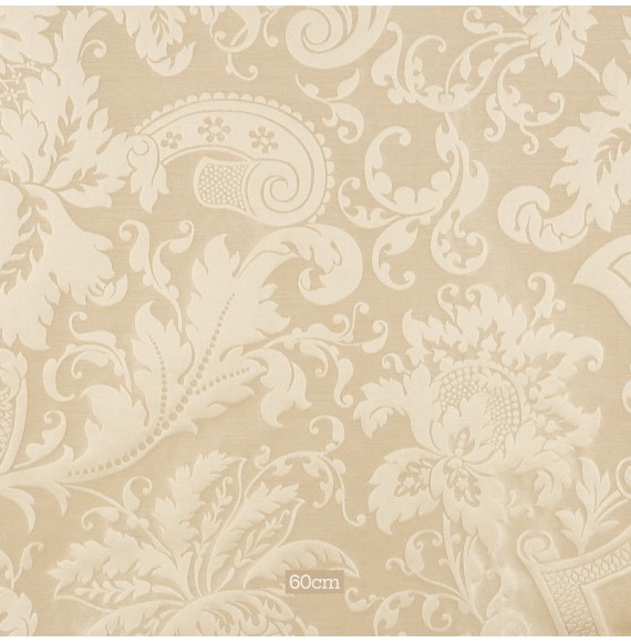 Tissu damas fleuri sable