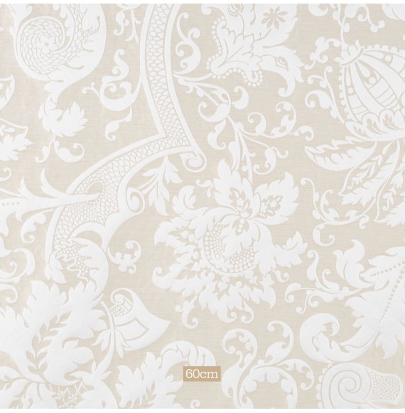 Tissu damas fleuri blanc