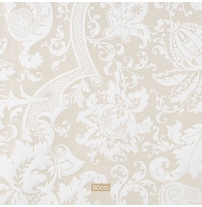 Tissu damas fleuri blanc