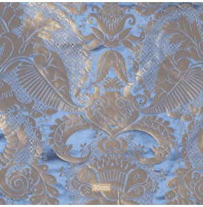 Tissu jacquard soie bleu et or