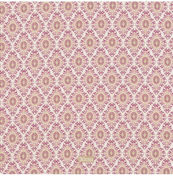 Tissu coton Bio rose fleurs rétro