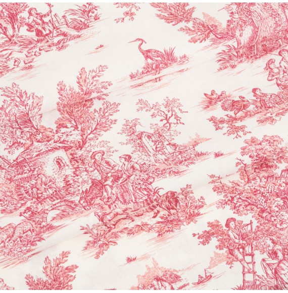 Tissu-280cm-coton-toile-de-jouy-rouge