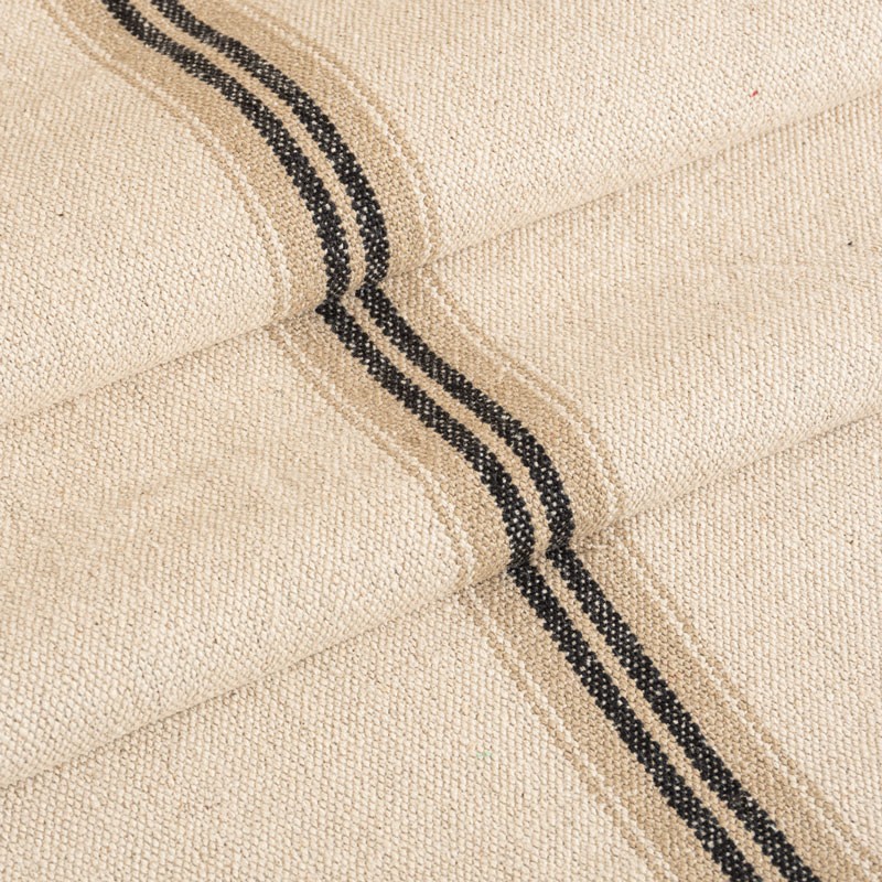 Tissu-d'ameublement-lourd-et-épais-coton-écru-rayé-beige-noir