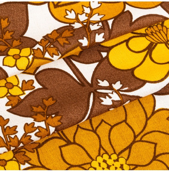 Tissu-vintage-authentique-fleuri-ocre