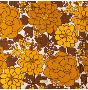 Tissu vintage authentique fleuri ocre