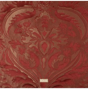 Tissu-jacquard-soie-coton-rouge-amarante-motif-végétal