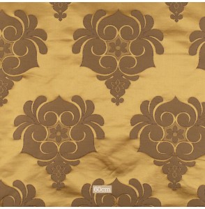 Tissu-jacquard-soie-coton-or-médaillon