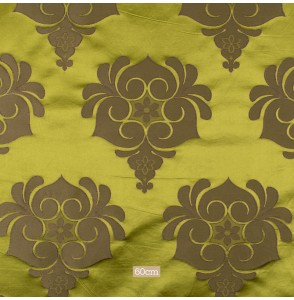 Tissu-jacquard-soie-coton-vert-olive-médaillon