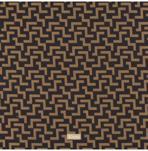 Jacquard-stof-met-geometrisch-motief-oker-en-zwart