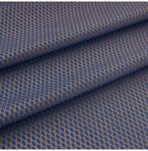 Tissu-ameublement-non-feu-petit-motif-bleu-sur-fond-bronze