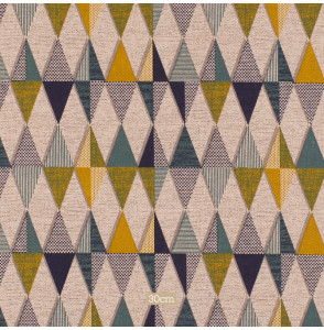 Tissu-ameublement-look-lin-vintage-triangle-pétrole