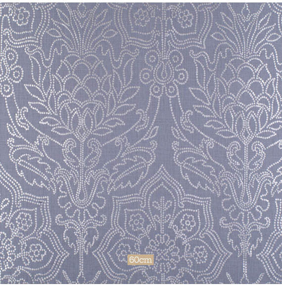 Tissu-ameublement-en-lin-gris-imprimé-en-relief-argent