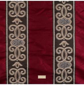 Tissu-ameublement-bordeaux-rayures-satin-et-brodé