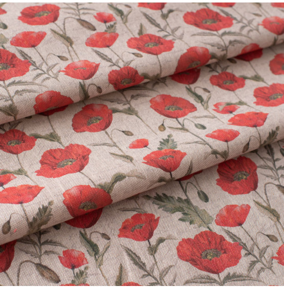 Tissu-ameublement-look-lin-coquelicot