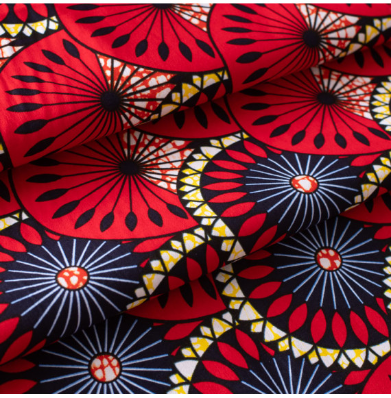 Tissu-Wax-cercle-rouge