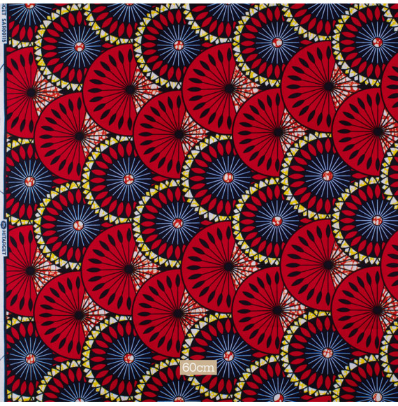 Tissu-Wax-cercle-rouge