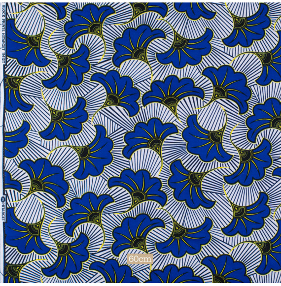 Tissu-Wax-Feuille-bleu