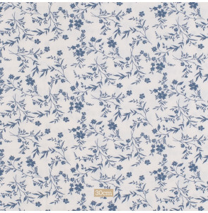 Tissu-viscose-écru-fleuri-bleu-marine