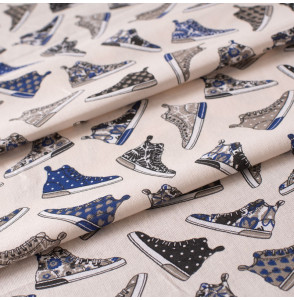 Tissu-coton-baskets-bleu
